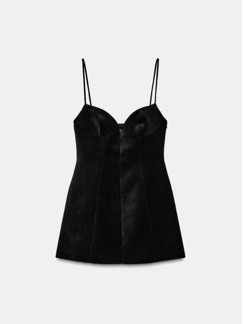 ZARA Short Dress Sweetheart Neck Volume Skirt Thin Straps | Black | NWT | XS / S - Picture 5 of 11